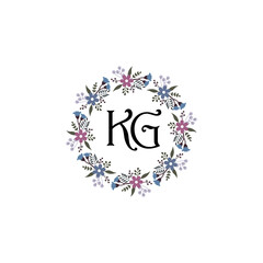 Initial KG Handwriting, Wedding Monogram Logo Design, Modern Minimalistic and Floral templates for Invitation cards