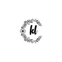 Initial KL Handwriting, Wedding Monogram Logo Design, Modern Minimalistic and Floral templates for Invitation cards