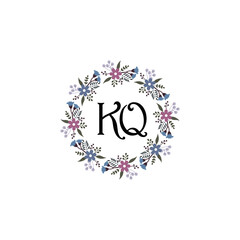 Initial KQ Handwriting, Wedding Monogram Logo Design, Modern Minimalistic and Floral templates for Invitation cards