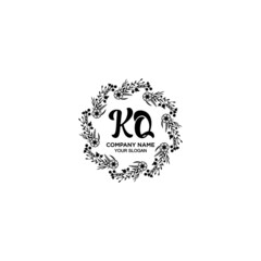 Initial KQ Handwriting, Wedding Monogram Logo Design, Modern Minimalistic and Floral templates for Invitation cards