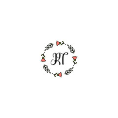 Fototapeta na wymiar Initial KT Handwriting, Wedding Monogram Logo Design, Modern Minimalistic and Floral templates for Invitation cards