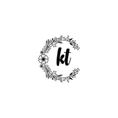 Initial KT Handwriting, Wedding Monogram Logo Design, Modern Minimalistic and Floral templates for Invitation cards