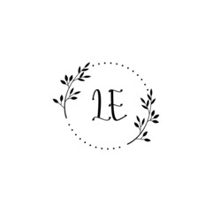 Initial LE Handwriting, Wedding Monogram Logo Design, Modern Minimalistic and Floral templates for Invitation cards