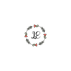 Fototapeta na wymiar Initial LE Handwriting, Wedding Monogram Logo Design, Modern Minimalistic and Floral templates for Invitation cards