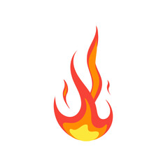 Cartoon fire flame, fire ignition with flame, hot fire explosion flame heat danger flames, red and orange flames Collection of hot flame elements, energy vector concept