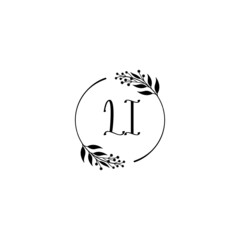 Initial LI Handwriting, Wedding Monogram Logo Design, Modern Minimalistic and Floral templates for Invitation cards