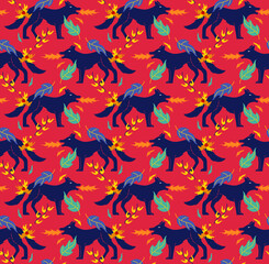 abstract fire wolf pattern