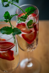 cocktail with strawberry and mint