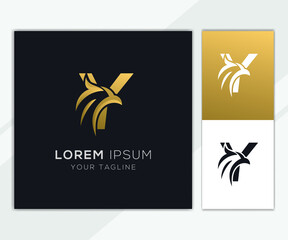 Letter Y with luxury abstract eagle logo template