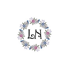 Initial LN Handwriting, Wedding Monogram Logo Design, Modern Minimalistic and Floral templates for Invitation cards