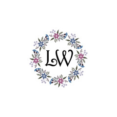 Initial LW Handwriting, Wedding Monogram Logo Design, Modern Minimalistic and Floral templates for Invitation cards