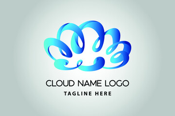 3D Modern abstract cloud icon logo design. Technology storage concept template