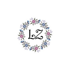 Initial LZ Handwriting, Wedding Monogram Logo Design, Modern Minimalistic and Floral templates for Invitation cards	
