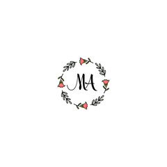 Initial MA Handwriting, Wedding Monogram Logo Design, Modern Minimalistic and Floral templates for Invitation cards	
