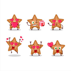 Stars cookie cartoon character with love cute emoticon