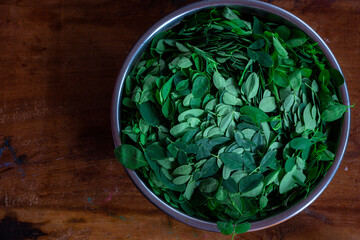 Healthy Drumstick leaves in a bowl
