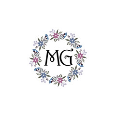 Initial MG Handwriting, Wedding Monogram Logo Design, Modern Minimalistic and Floral templates for Invitation cards	
