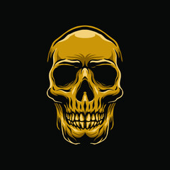 gold skull head illustration
