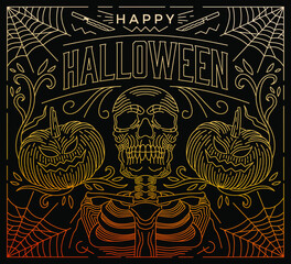 Happy Halloween line art illustration