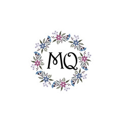 Initial MQ Handwriting, Wedding Monogram Logo Design, Modern Minimalistic and Floral templates for Invitation cards	
