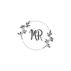 Initial MR Handwriting, Wedding Monogram Logo Design, Modern Minimalistic and Floral templates for Invitation cards	
