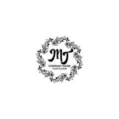 Initial MT Handwriting, Wedding Monogram Logo Design, Modern Minimalistic and Floral templates for Invitation cards	
