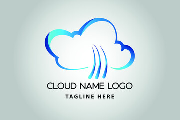 3D Modern abstract cloud icon logo design. Technology storage concept template