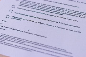 Attestation de déplacement dérogatoire