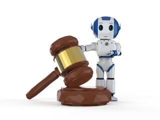 mini robot holding gavel judge