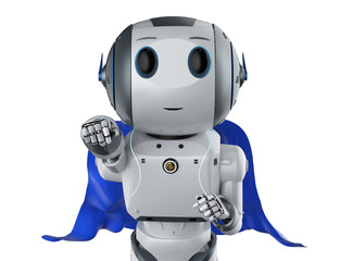 superhero robot with blue cloak © phonlamaiphoto