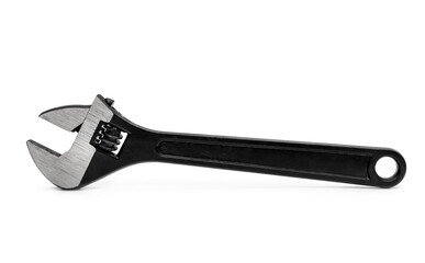 Adjustable wrench on a white background.