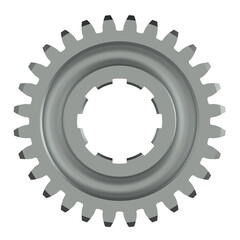 Steel gear wheel. Machine parts. 3D illustration