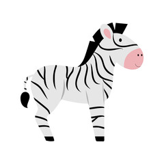 Obraz na płótnie Canvas Zebra drawing for children. Wind flat illustration for a children's book with African animals. Horses and zebras, cards with animals for children.