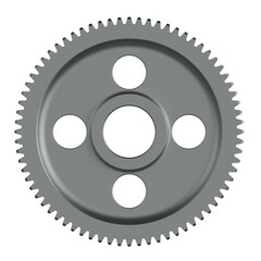 Steel gear wheel. Machinery parts. 3D illustration