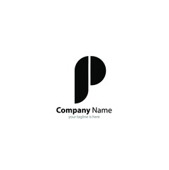 The simple modern logo of letter p with white background