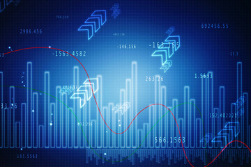 2d rendering Stock market online business concept. business Graph 