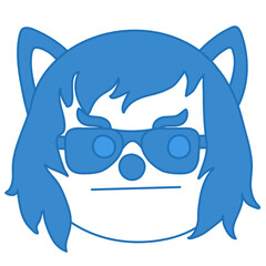 emoji with serious emotionless security wolf wearing dark glasses that symbolize respect and authority, simplistic facial expression vector illustration, simple hand drawn circle shaped emoticon