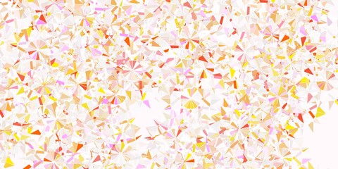 Light pink, yellow vector layout with beautiful snowflakes.