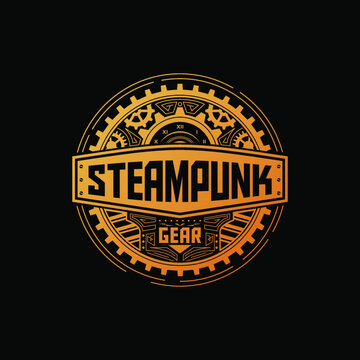 steampunk gear badge illustration