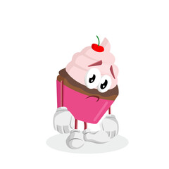 mascot cupcake cute pose