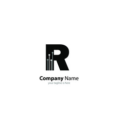 The simple modern logo of letter r with white background