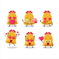 Christmas bell cartoon character with love cute emoticon
