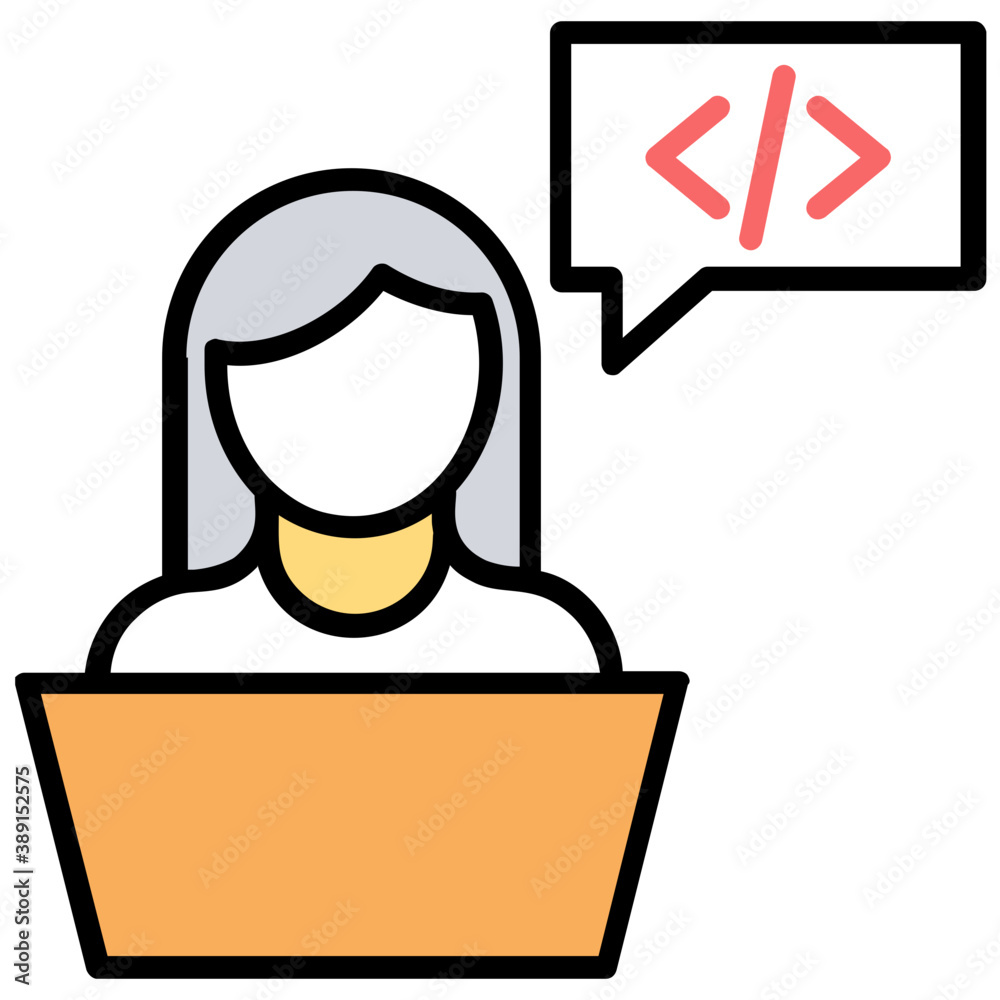 Wall mural a female programmer, software engineer or web developer