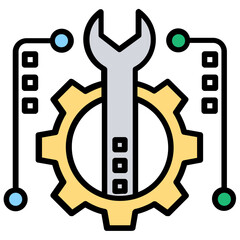 
Wrench with gear symbol of technical support 
