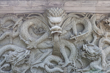 Old chinese dragon stone by carve, Real Chinese Dragon in China.