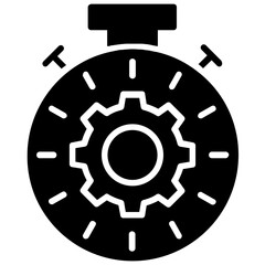 
A big cogwheel around processor chip conceptualizing neural network icon
