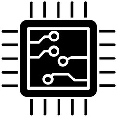 
Integrated circuits of microprocessor flat vector icon 
