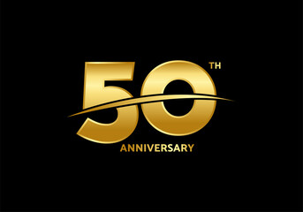 Obraz na płótnie Canvas 50 years anniversary vector template with golden color, 50th birthday logo