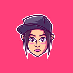 girl wearing snapback cartoon