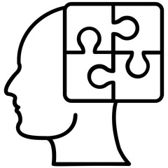 
Human head with jigsaw puzzle pieces indicating Problem solving icon concept
